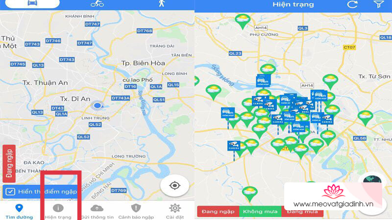Kiểm tra ngập nước thông qua ứng dụng HSDC Maps