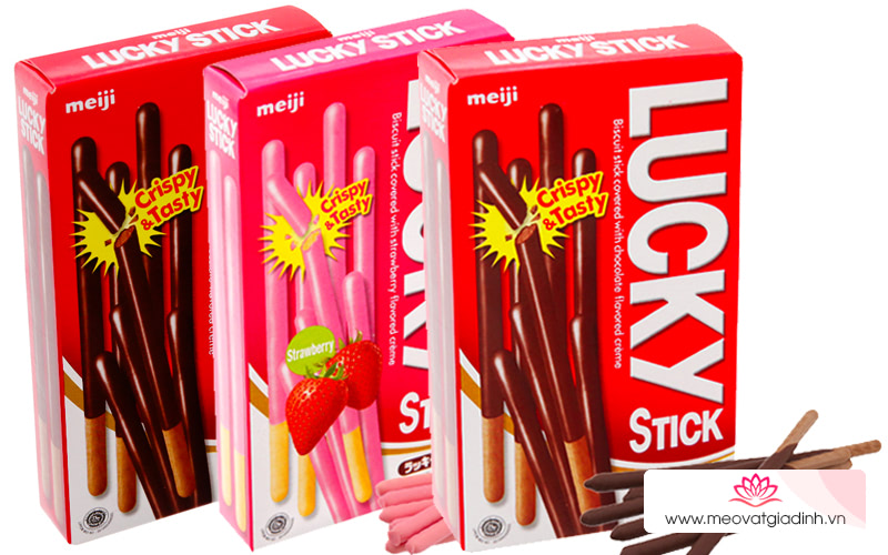 Bánh que Meiji Lucky Stick phủ kem