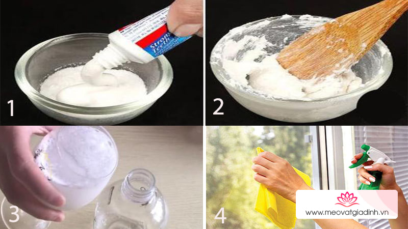 Cách làm dung dịch tẩy rửa từ kem đánh răng và muối nở