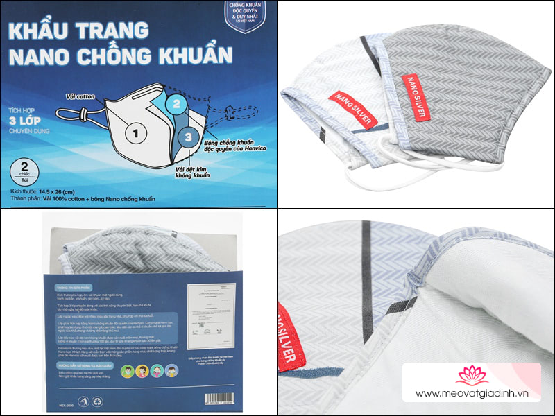 Khẩu trang vải kháng khuẩn Hanvico