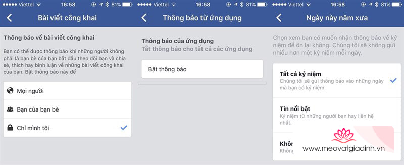 nhận thông báo facebook