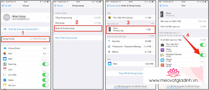 Quản lý dung lượng lưu trữ trên iCloud