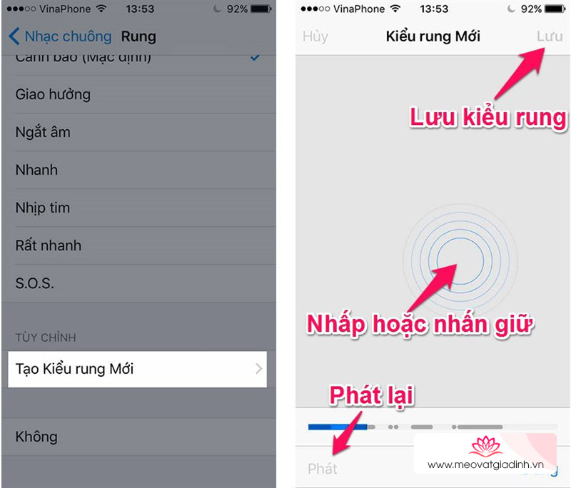 tạo kiểu rung mới trên iPhone