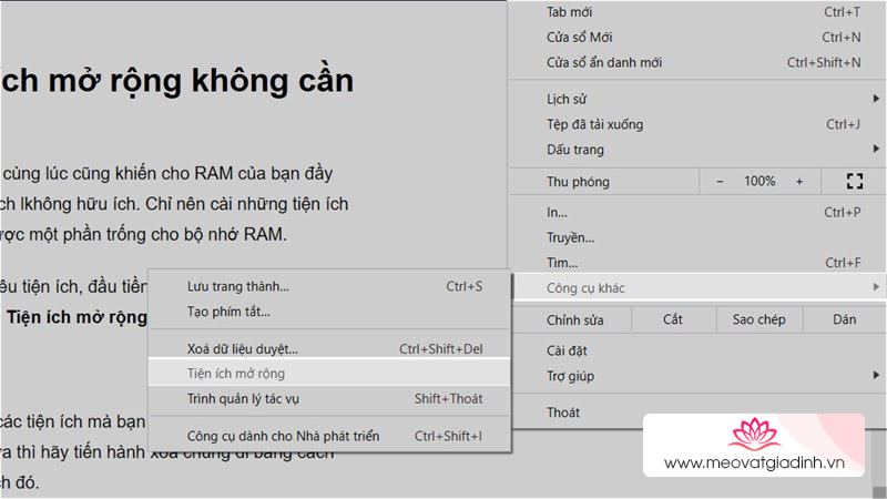 RAM để sử dụng Chrome