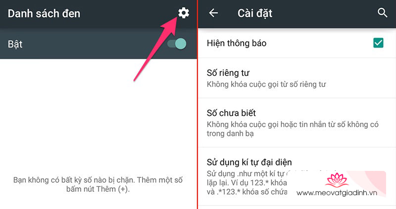 Chặn cuộc gọi, tin nhắn Android 