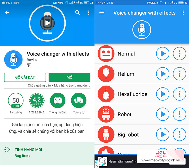 Voice changer with effects