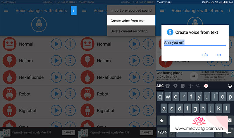 Voice changer with effects