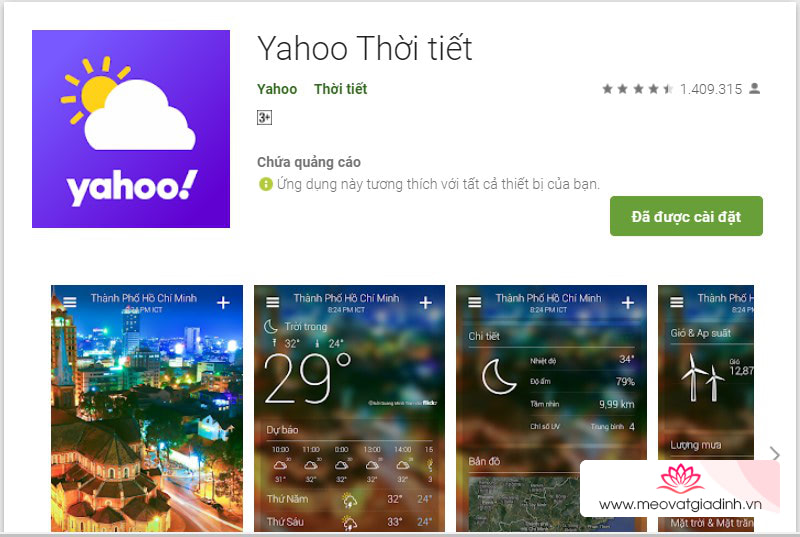 Ứng dụng Yahoo thời tiết