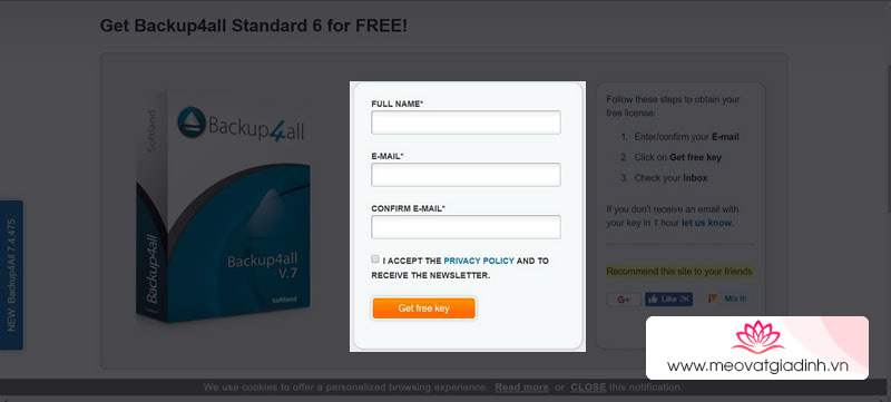 Cách nhận miễn phí phần mềm sao lưu dữ liệu