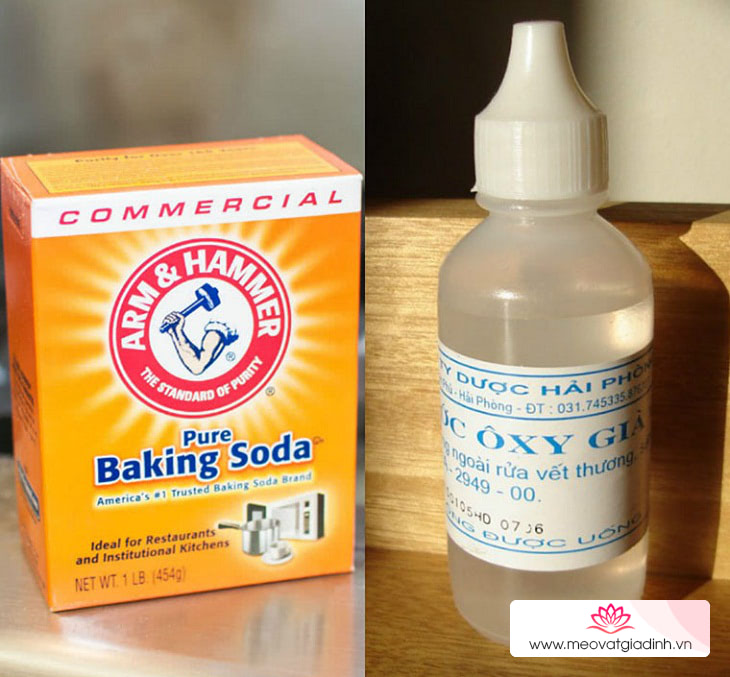 bột baking soda và nước oxy già