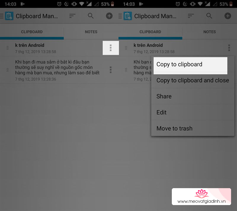 Mẹo Copy nhiều đoạn văn bản trên Android