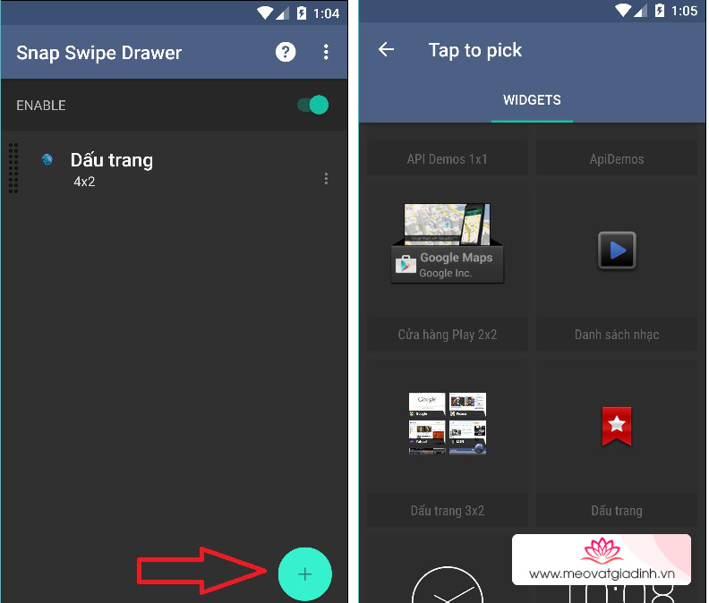 Snap Swipe Drawer: Công cụ giúp gôm các widget về chung 