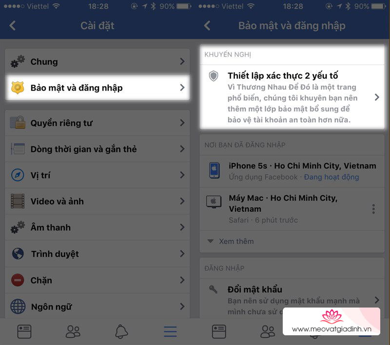 bảo mật facebook