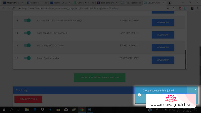 Mẹo thoát hàng loạt group cực nhanh trên Facebook