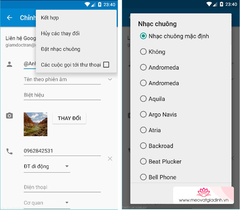 Cách cài nhạc chuông cho từng liên lạc trên Android