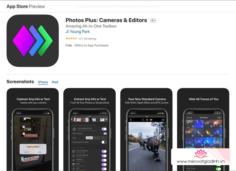 Ứng dụng chụp ảnh iOS tính phí đang miễn phí có thời hạn