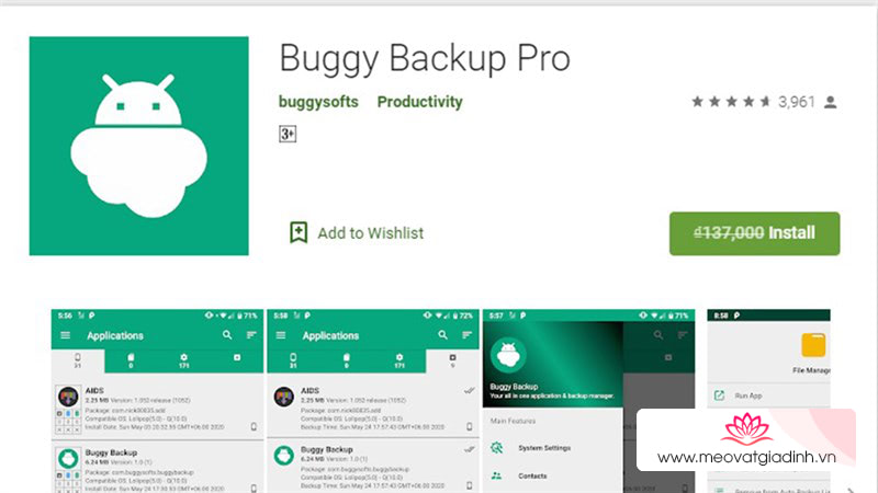 Tải ngay ứng dụng Buggy Backup Pro có giá 137k đang được miễn phí