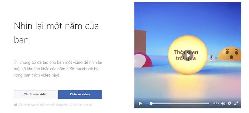 Nhìn lại khoảng khắc đáng nhớ năm 2016 qua clip ngắn từ Facebook