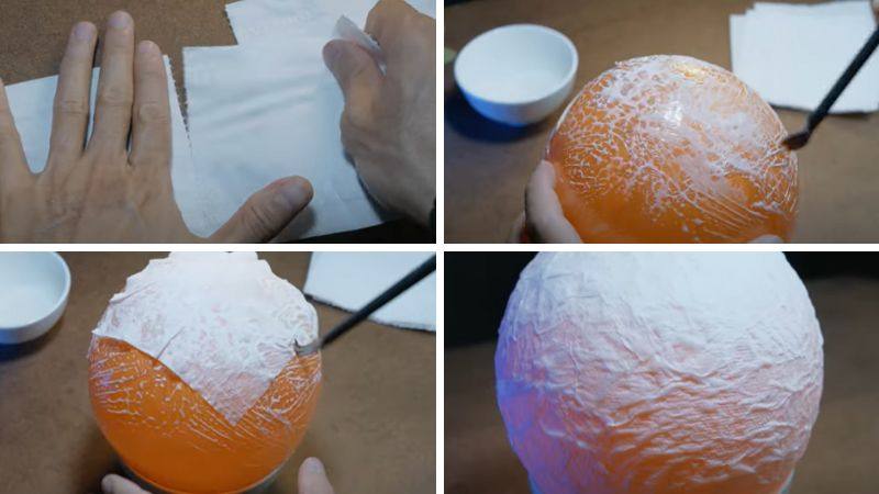 Đắp khăn giấy lên quả bóng