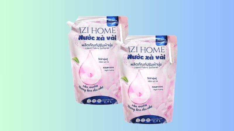 Nước xả vải Izi Home hương hoa dịu nhẹ 2.4 lít 2 túi