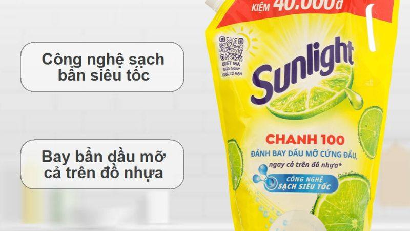 Nước rửa chén Sunlight chiết xuất chanh đánh bay dầu mỡ