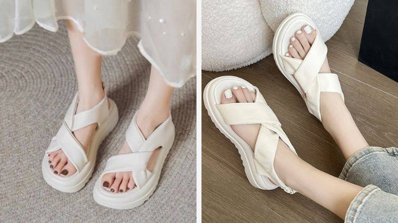 Sandal ulzzang quai chéo dày