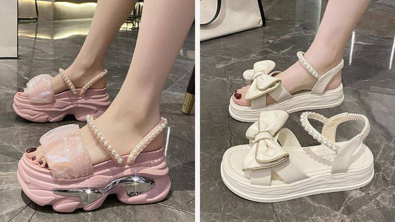 Sandal ulzzang đính đá ngọc trai