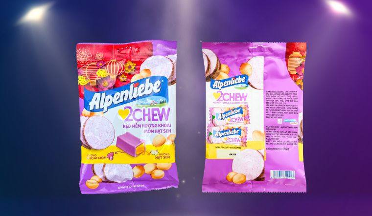 Thử ngay kẹo mềm Alpenliebe 2CHEW vị khoai môn hạt sen mới