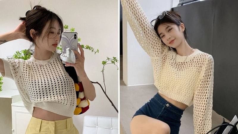 Phối áo lưới với croptop