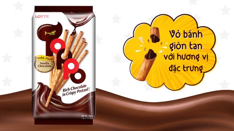 Bánh que Lotte Toppo socola hương vani