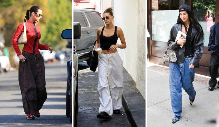 Diện quần baggy đẹp như Hailey Bieber, Bella Hadid