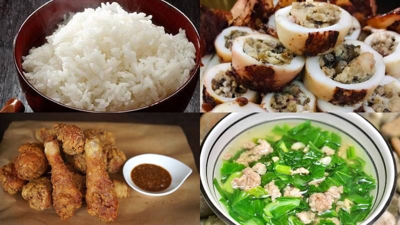 Thực đơn cơm trưa văn phòng: Mực nhồi thịt, gà rán sả, canh cải thịt băm