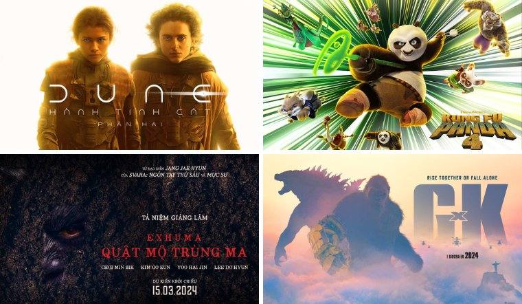 Phim ra rạp tháng 3/2024 có gì: Dune, Kung Fu Panda, Godzilla x Kong trở lại